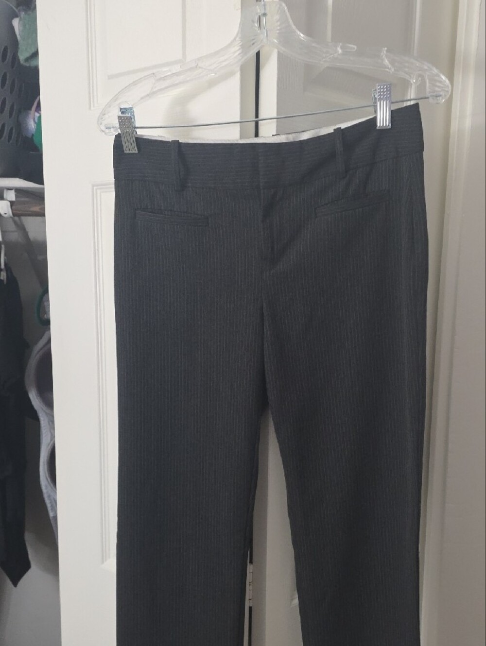 Y2k Calvin Klein Women's Dark Gray Pinstripe Dress Pants Sz 2 - Picture 2 of 8